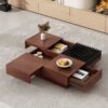 Italian Retro Inspired Acacia Wood Storage Coffee Table - Brown / Black - Image 2