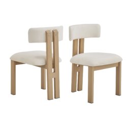 Modern Upholstered Armless Dining Chairs With Metal Legs (Set of 2) - Beige