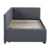 Upholstered Daybed With Trundle Twin Size Sofa Bed Frame No Box Spring Needed, Linen - Gray - Image 3
