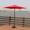 8.8' Outdoor Aluminum Patio Umbrella, Patio Umbrella, Market Umbrella With 33 Pounds Round Resin Umbrella Base, Push Button Tilt And Crank Lift - Red - Image 2