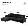 L Shaped Convertible Sectional Sofa 4 Seat Tufted Couch Set With Two Tone Adjust Legs Cloud Movable Ottoman - Black - Image 16