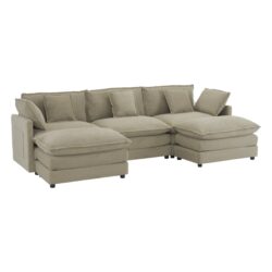 Modern Sofa Modular Sofa Couch Upholstered, L - Shape Sectional Sofa With Side Storage Pockets For Living Room - Brown