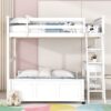 Full Over Full Bunk Bed With Desk - White - Image 12