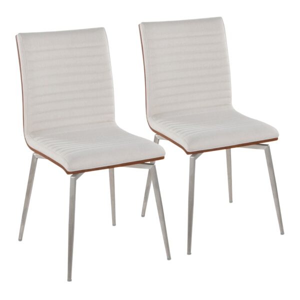Mason - Contemporary Dining / Chair With Swivel (Set of 2) - Walnut / Cream