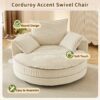 Accent Barrel Chair 360° Swivel Sofa Chair With Dual Layer Cushion And 3 Removable Pillows Corduroy - Beige - Image 7
