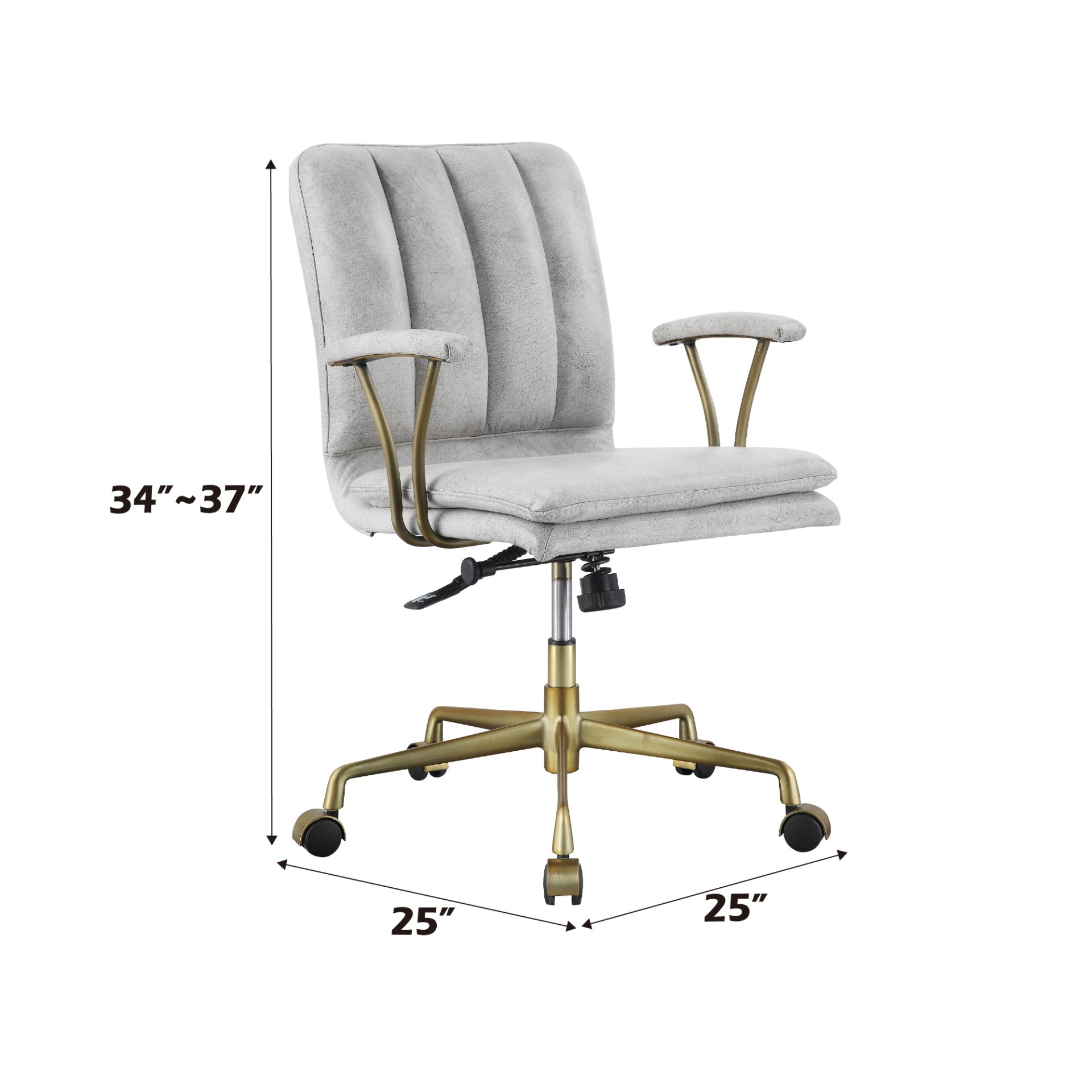Damir - Vintage Top Grain Leather Office Chair - Antique White / Vintage - Image 3