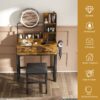 Makeup Vanity Table With LED Lights, 3 Color Options, Power Outlet - Brown - Image 6