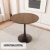 Walnut Color Round Dining Table Set With Tulip Design And 2 Chairs - Beige / Walnut - Image 8