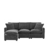 Modern, Modular Sofa, 4 Seat Chenille Sectional Couch Set With 2 Pillows Included, Freely Combinable Indoor Funiture - Black / Gray - Image 2