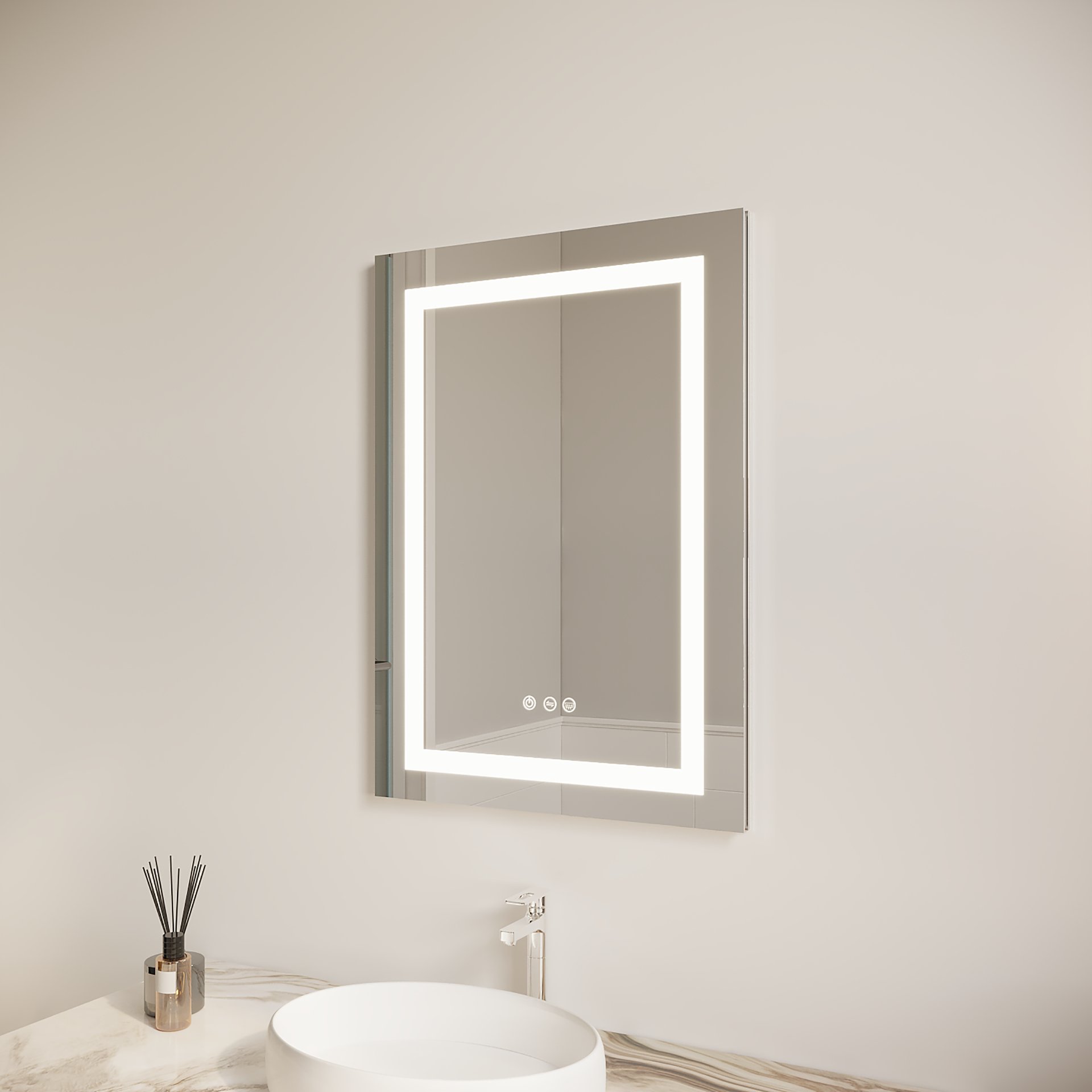 26" X 20" Bathroom Medicine Cabinet With LED Mirror, Anti-Fog, Waterproof, 3000K~6000K Single Door Lighted Bathroom Cabinet With Touch Swich, Dimmable, Recessed Or Surface Mount (Left Door) - Silver - Image 6