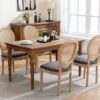 French Style Solid Wood Frame Antique Painting Linen Fabric Rattan Back Dining Chair (Set of 2) - Gray - Image 15