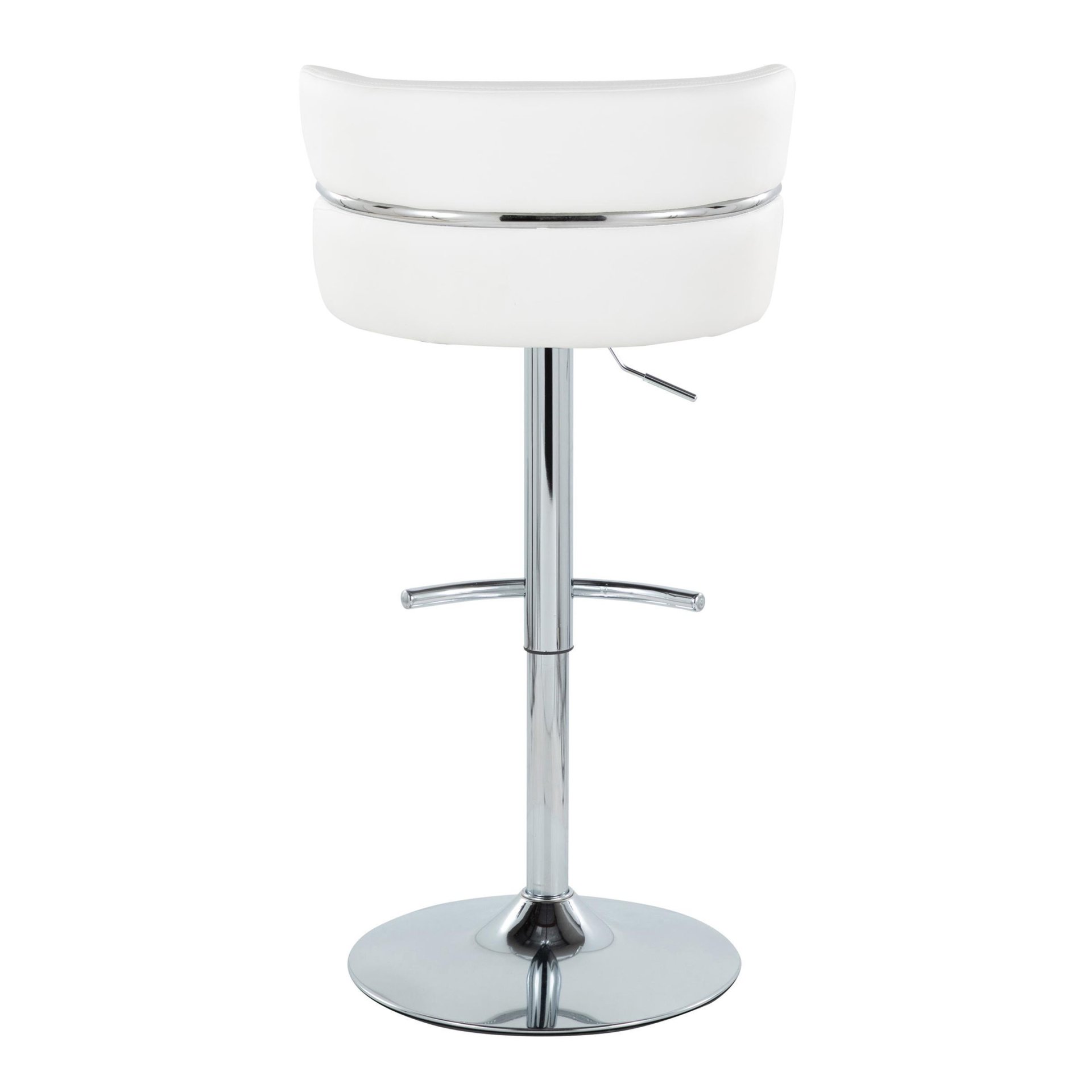 Cinch - Contemporary Adjustable Barstool With Swivel With Rounded T Footrest (Set of 2) - Chrome / White - Image 5
