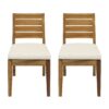 Outdoor Armless Dining Chair With Cushions (Set of 2) - Natural / Beige - Image 15