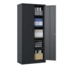 Heavy Metal Garage Storage Cabinet With Locking Doors, Steel, Adjustable Shelves - Gunmetal Black - Image 6