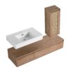 Imitative Wall Mounted Bathroom Vanity With Resin Sink And Side Cabinet, Soft Close Drawers - Imitative Oak - Image 13