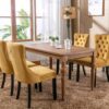 Nikki - Modern, High-End Tufted Solid Wood Contemporary Velvet Upholstered Dining Chair With Wood Legs Nailhead Trim (Set of 2) - Gold - Image 15