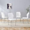 Luxury Simple Chair (Set of 4) Material High Resilience Dining Chair - White / Silver - Image 9