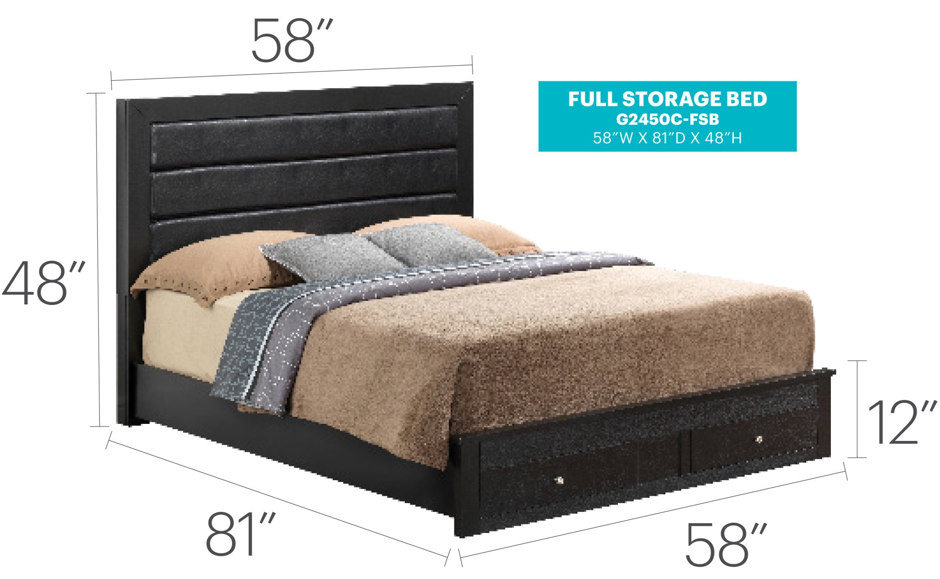 Full Storage Bed - Black - Image 5