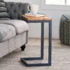 Medium C Shaped End Table With Iron Base And Fir Wood Top - Black - Image 5