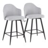 Ahoy - Contemporary Fixed Height Counter Stool Square Black Footrest (Set of 2) - Black / Light Gray - Image 10