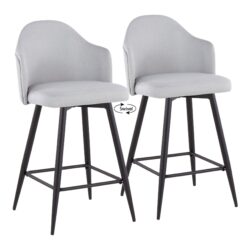 Ahoy - Contemporary Fixed Height Counter Stool Square Black Footrest (Set of 2) - Black / Light Gray