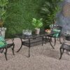 Outdoor Extendable Aluminum Dining Table With Pattern Table Top And Curved Legs - Copper - Image 4