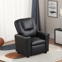 Marisa - Leather Kids Recliner Chair With Cupholder - Black