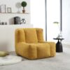 Modern Indoor Fluffy Bean Bag Chair With Memory Foam And Ottoman Super Soft Velvet - Yellow - Image 5