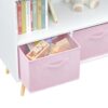 Kids Bookcase With Collapsible Fabric Drawers, Children's Book Display, Toy Storage Cabinet Organizer - White / Pink - Image 23