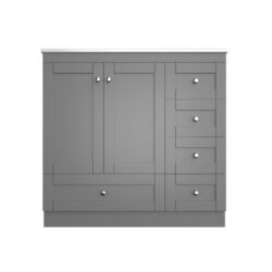 36" Shaker Free Standing Bathroom Vanity Cabinet With Sink, Soft Close Drawers, Soft Close Doors - Gray