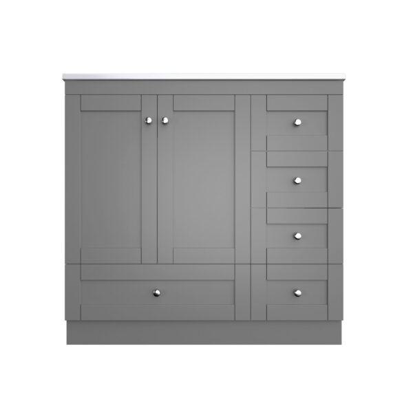 36" Shaker Free Standing Bathroom Vanity Cabinet With Sink, Soft Close Drawers, Soft Close Doors - Gray