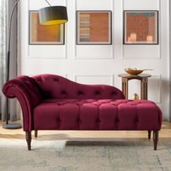 Samuel - Tufted Roll Arm Chaise Lounge - Burgundy