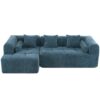 Sectional Sofa Full Compressed Sofa Modular Sofa Couch Free Combined Sofa With Deep Seating And 2 Side Pockets For Living Room - Blue - Image 17