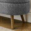 Ottoman Oval Storage Bench With Rubber Wood Legs Fabric - Gray - Image 9