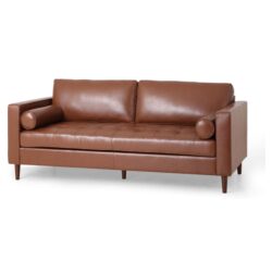 Comfy 3 Seat Sofa With Wooden Legs, For Living Room And Study - Light Brown