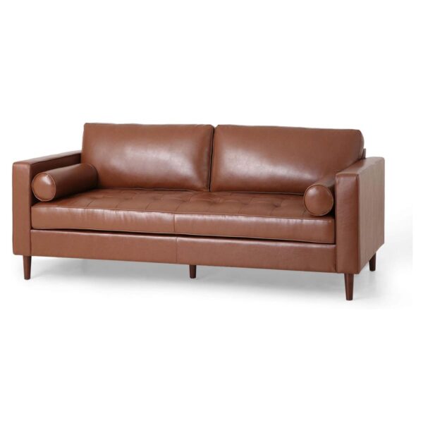 Comfy 3 Seat Sofa With Wooden Legs, For Living Room And Study - Light Brown