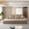 Multifunctional Convertible Sofa Bed With 2 Tumbler Backrests And 2 Pillows, Diy Modern Upholstered Couch - Camel - Image 2