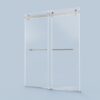 Frameless Double Sliding Soft-Close Shower Door, 3 / 8" Thick SGCC Tempered Glass Door - Brushed Nickel - Image 14