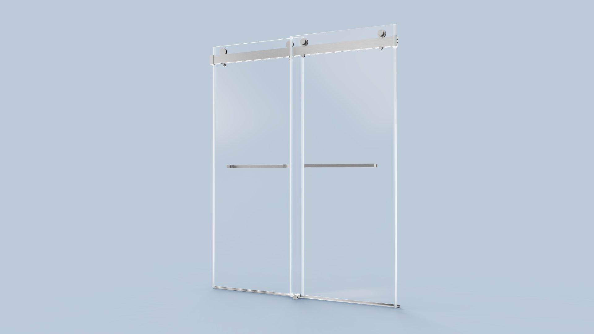 Frameless Double Sliding Soft-Close Shower Door, 3 / 8" Thick SGCC Tempered Glass Door - Brushed Nickel - Image 14