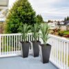 Outsunny - 28" Tall Planters With Drainage Hole (Set of 3), Outdoor Flower Pots, Indoor Planters For Porch Patio And Deck - Black - Image 2