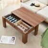 Multi Functional Coffee Table With Password Lock, Suitable For Storing Firearms And Wine - Walnut - Image 2