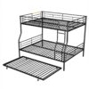Full Long Over Queen Metal Bunk Bed With Trundle - Black - Image 4