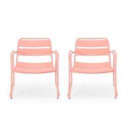 Modern Conrad Chair Set With Metal Frame - Coral