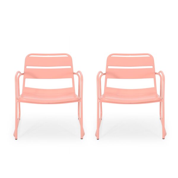 Modern Conrad Chair Set With Metal Frame - Coral