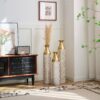 Mother's Day Gift Set Gilded White 3D Relief Flower Metal Vase Set - White / Gold - Image 16