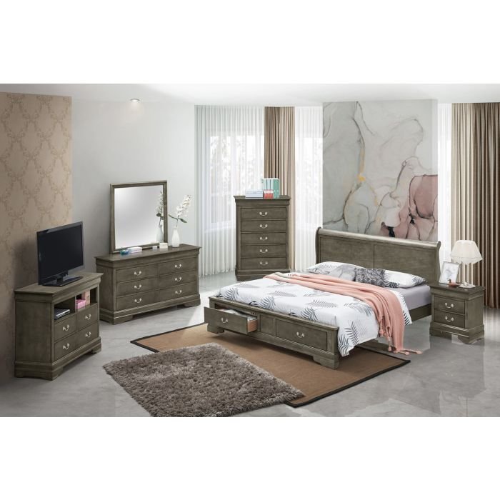 Louis Phillipe - King Elegant Storage Bed - Gray - Image 2
