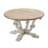 Round Wooden Coffee Table With Distressed Scrollwork Legs - Multicolor - Image 2