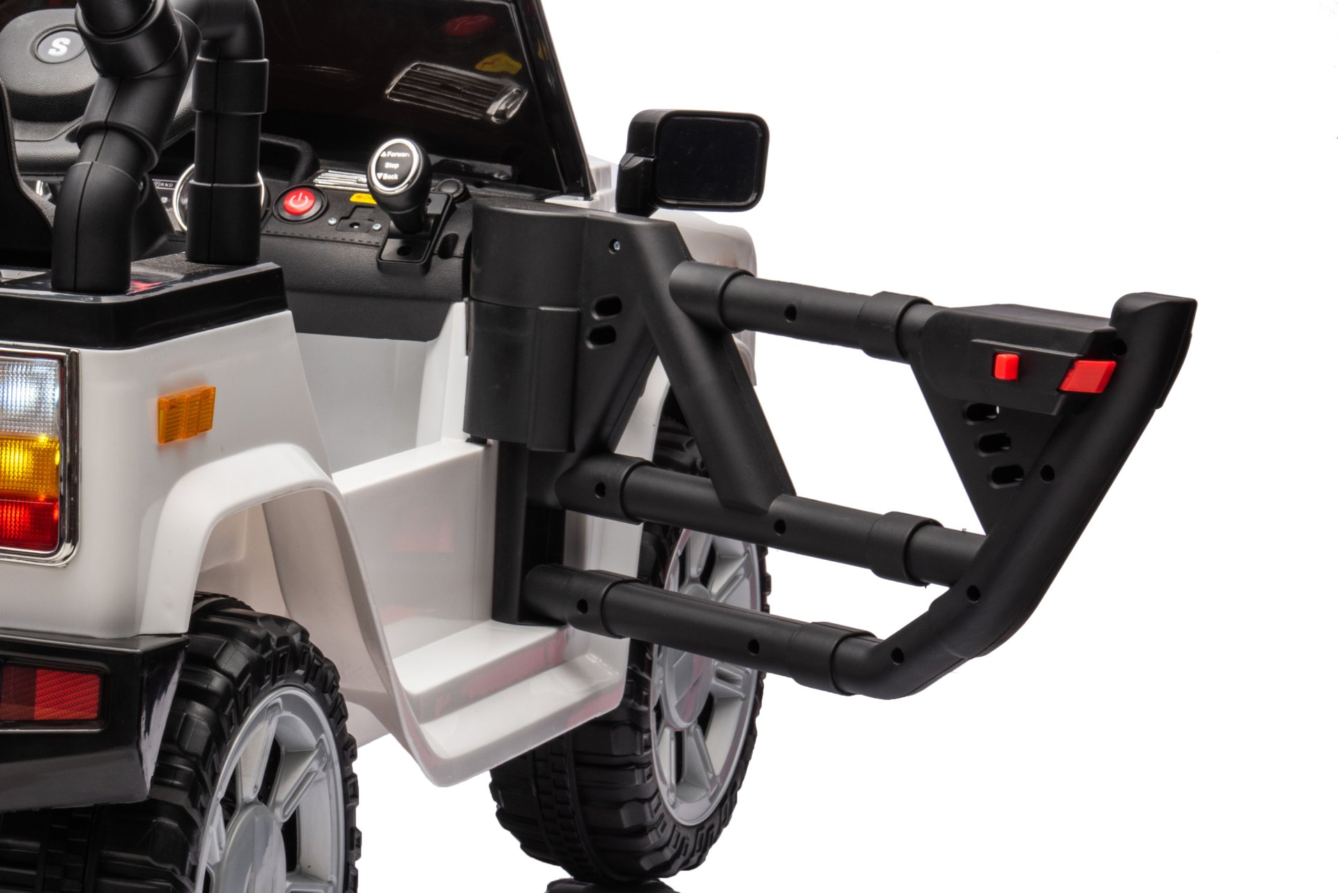 12V7A 30W*2 Four-Wheel Drive Leather Seat One Button Start, Forward And Backward, High And Low Speed, Music, Front Light, Power Display, Two Doors Can Open, 2.4G R / C, Seat Belt Four Wheel Absorber - White / Black - Image 13
