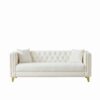 3 And 3 Seater Deep Seat Sofa With Button Nailhead And Square Arm Design - Beige - Image 6