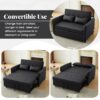 Convertible Sleeper Bed, Adjustable Oversized Armchair With 3 USB Ports For Small Space - Black - Image 5